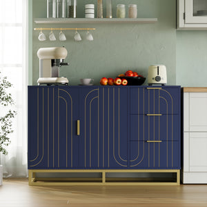 Sleek Waterproof Coffee Bar Cabinet Black White  Blue Design